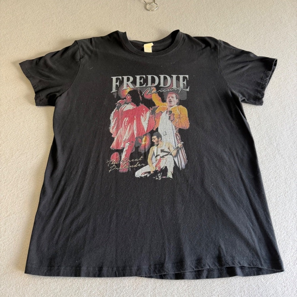 Freddie Mercury The Great Pretender Graphic T-Shirt Mens XL Black Queen Band Tee